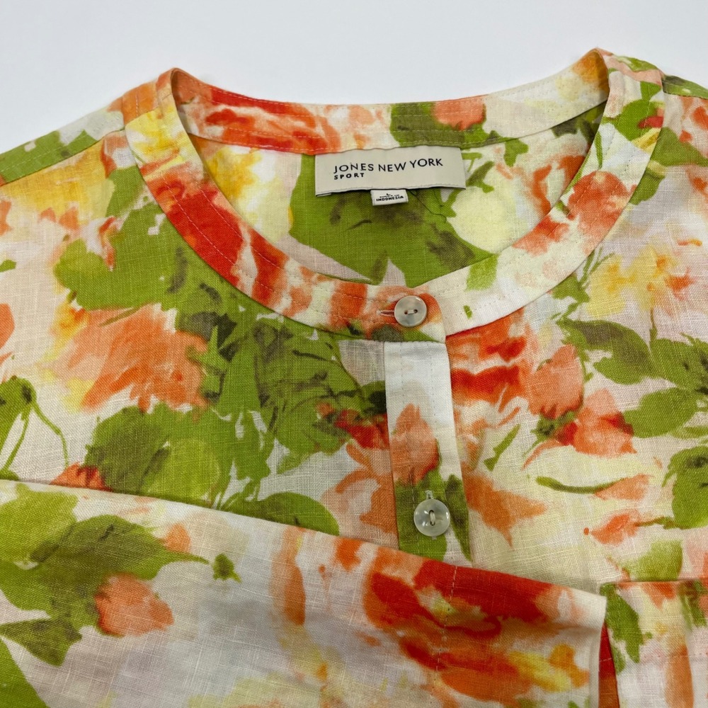 Jones New York Sport Women's Linen Blend Floral Tunic Top Size Large - Picture 8 of 15